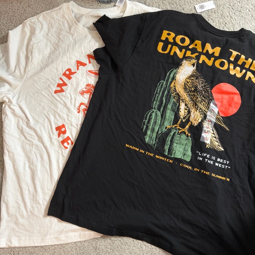 Set of 2 NWT Western Cowboy Graphic Tees - Black White Old Navy Graphic T-shirt